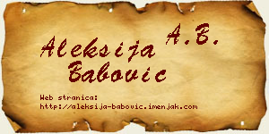 Aleksija Babović vizit kartica